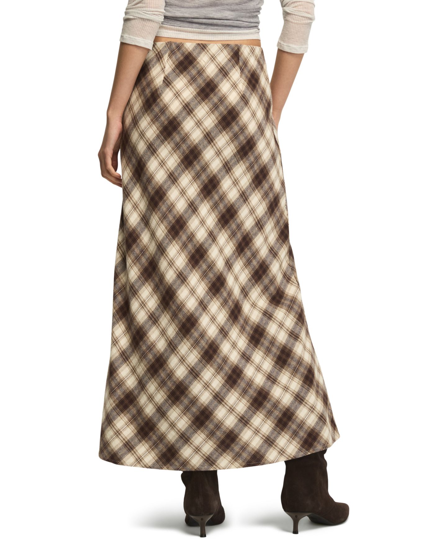 Женская юбка Lucky Brand Plaid Midi Slip, цвет: Коричневый клетчатый — фото 5