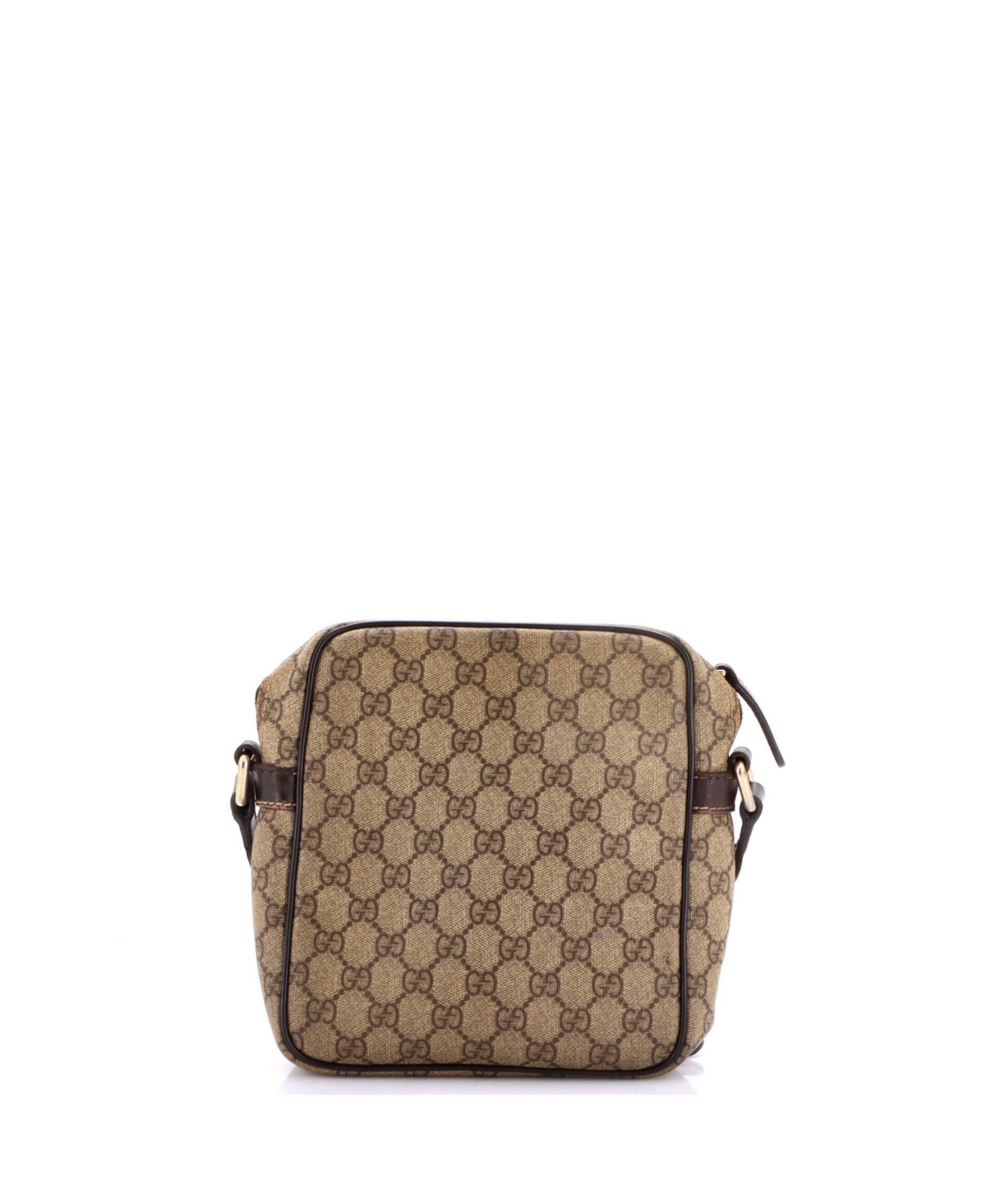 Pre-Owned Gucci Small Front Zip Messenger Gg Coated Canvas