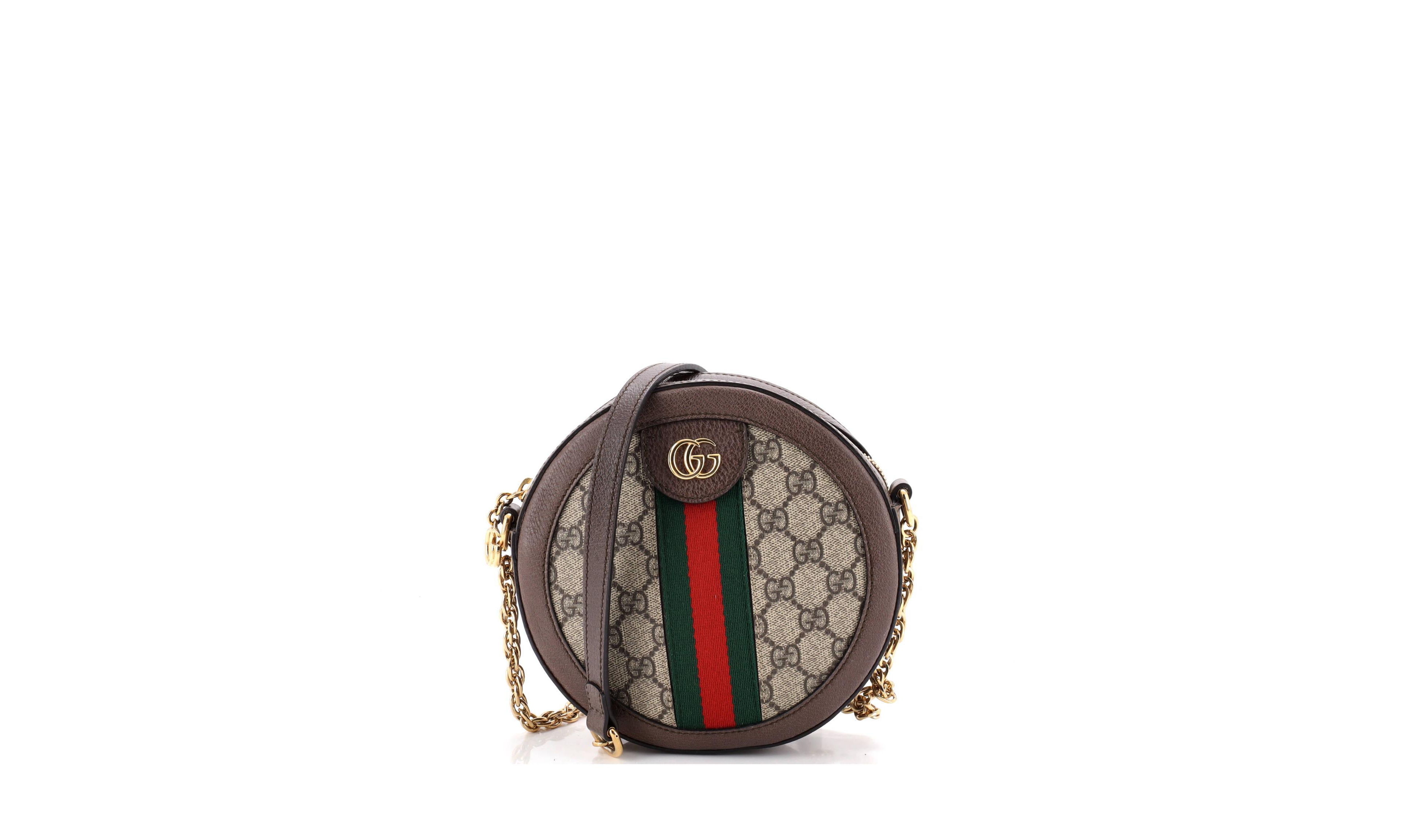 Pre-Owned Gucci Mini Ophidia Round Shoulder Bag Gg Coated Canvas