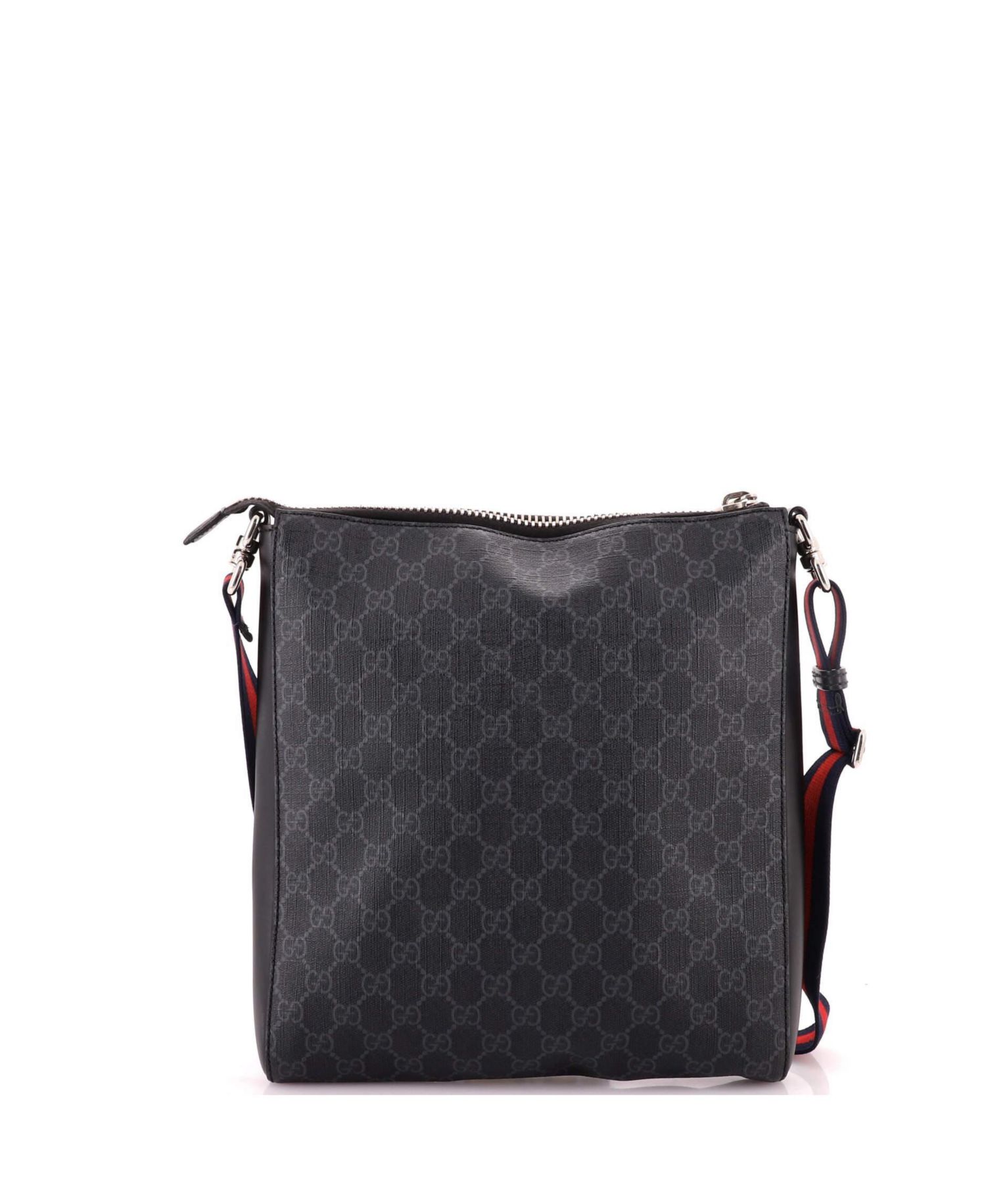 Medium Web Strap Front Zip Messenger Bag GG Coated Canvas
