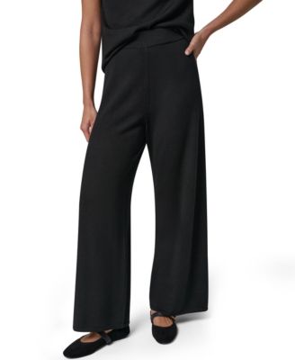 Women's Wide-Leg High-Waisted Pull-On Wool Pants