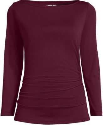 Plus Size Supima Micro Modal Three Quarter Sleeve Ruched Waist Top