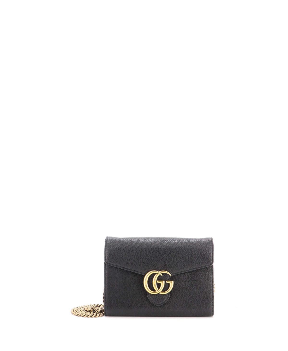 Pre-Owned Gucci Mini Gg Marmont Chain Wallet Leather - Black