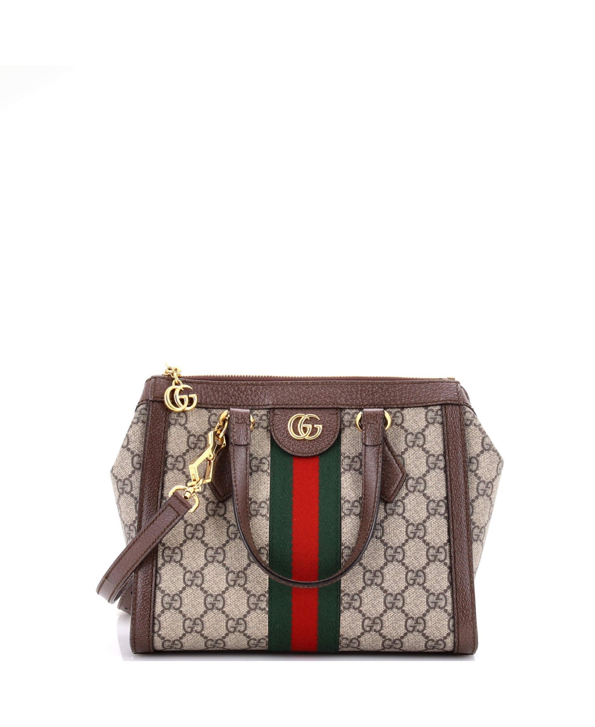 Pre-Owned Gucci Small Ophidia Top Handle Tote Gg Coated Canvas - Brown