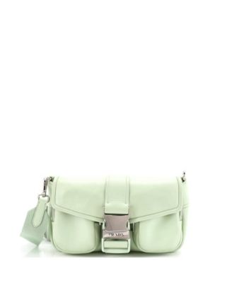 Buckle Pocket Crossbody Bag Spazzolato Leather and Tessuto