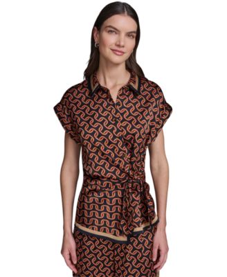 Women's Short-Sleeve Side-Tie Blouse