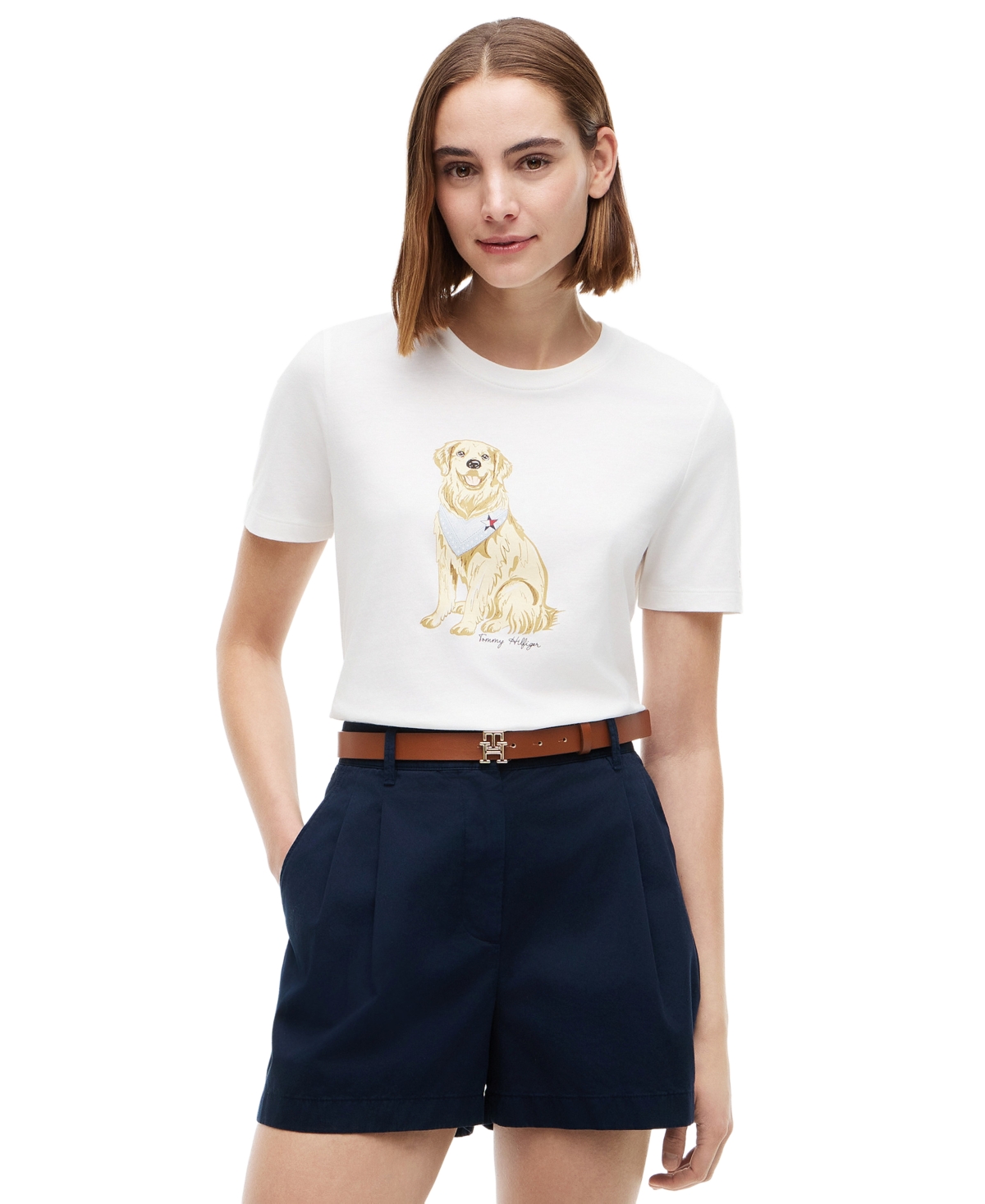 Tommy Hilfiger Women's Graphic Dog Print T-Shirt