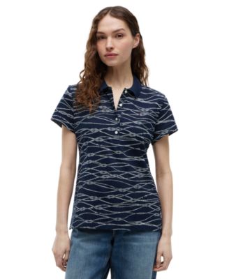 Women's Printed Short-Sleeve Polo Top