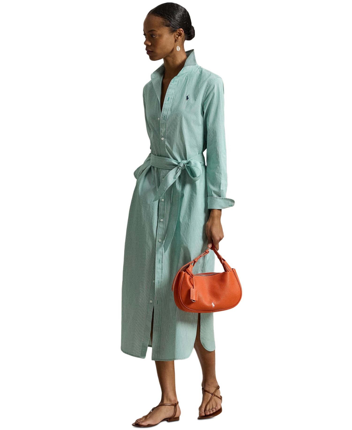 Women's Long-Sleeve Collared Shirt Dress
