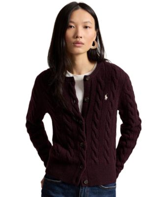Women's Cable-Knit Wool-Cashmere Cardigan Sweater