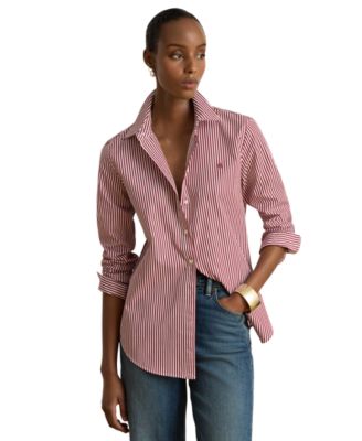 Women's Striped Long-Sleeve Button-Down Shirt