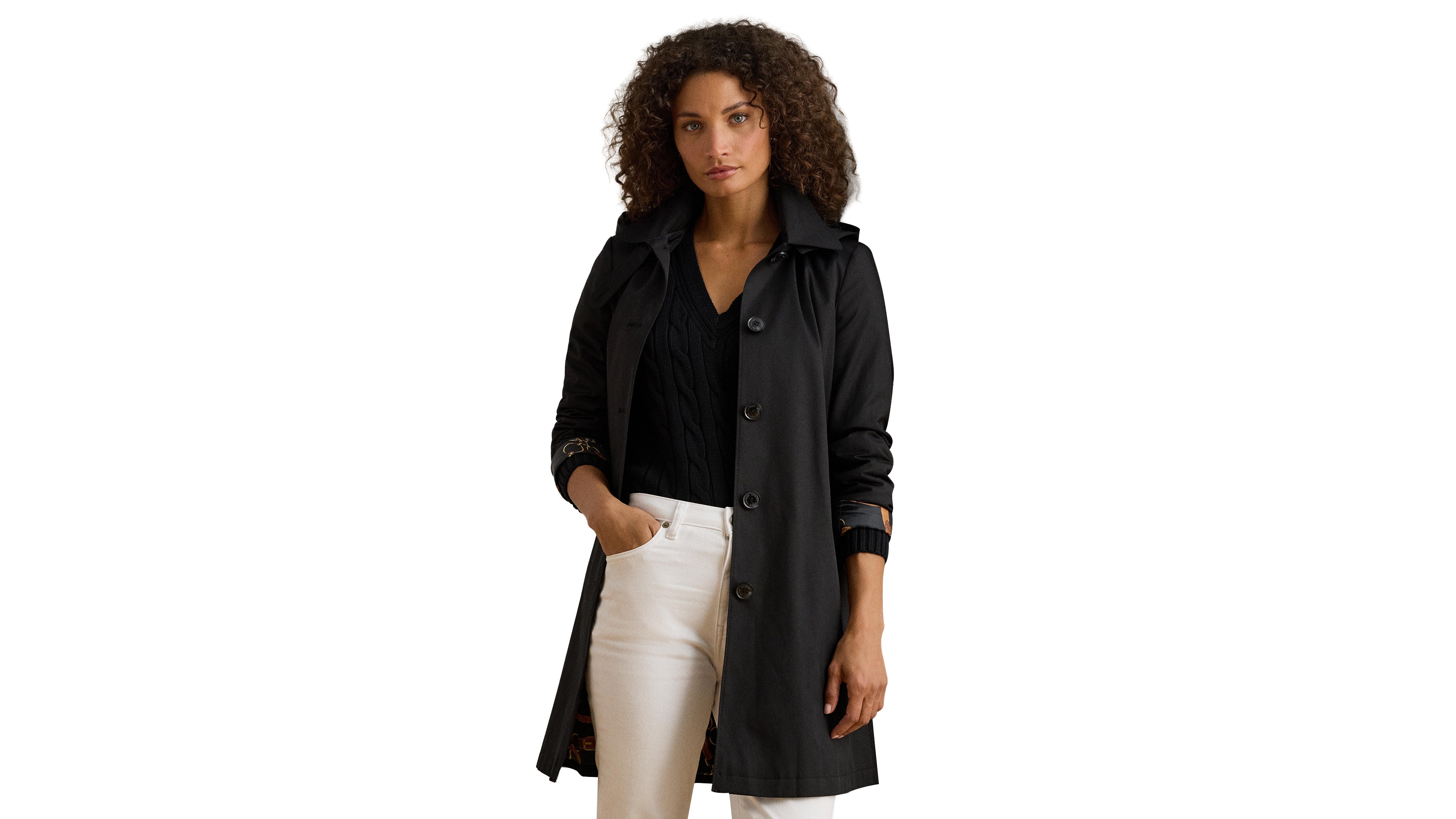 Lauren Ralph Women's Hooded A-Line Raincoat