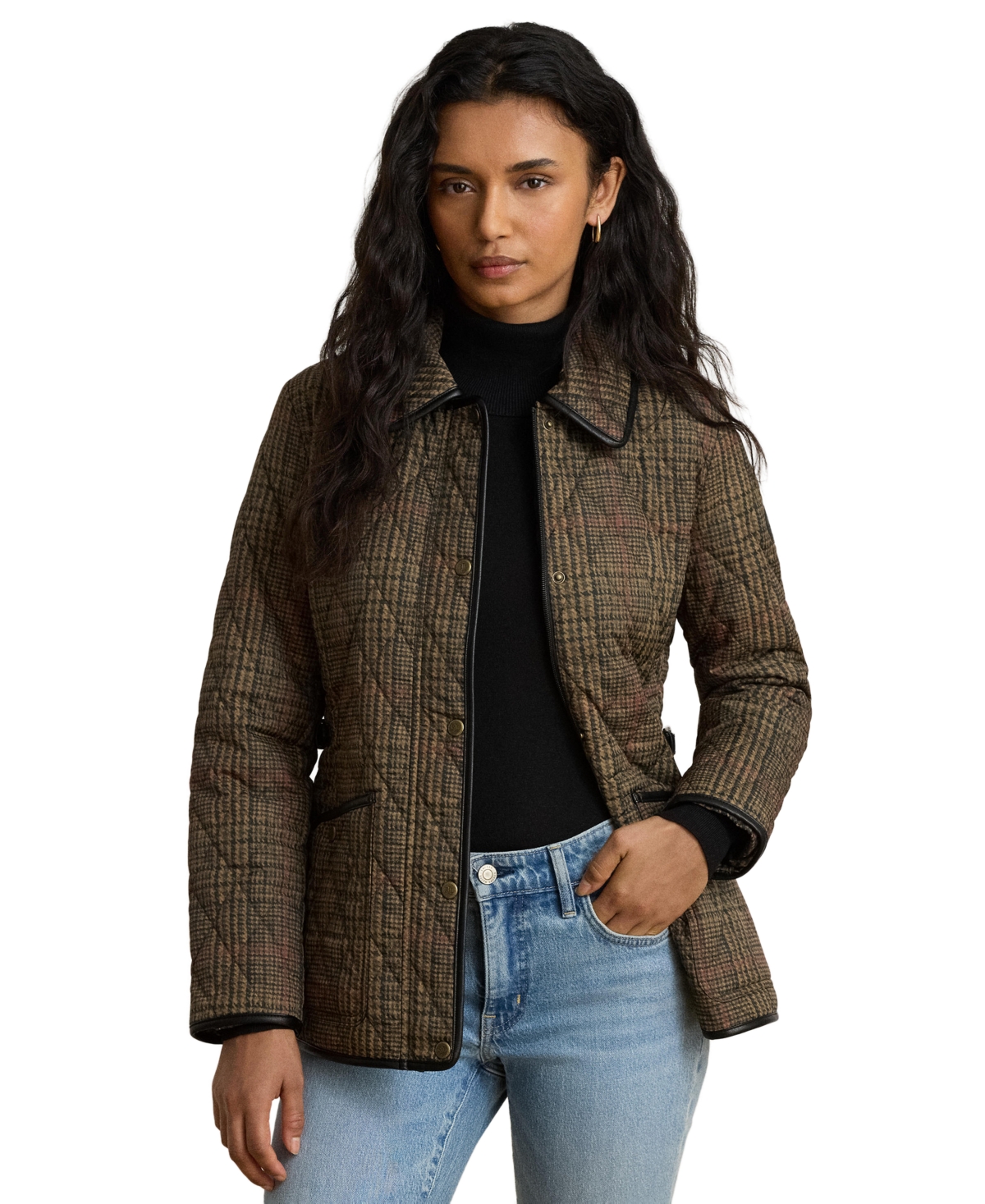 Lauren Ralph Lauren Women's Quilted Velboa-Lined Coat - Grand Loden Plaid