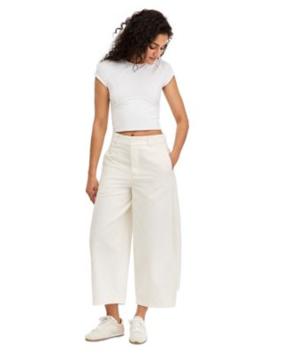 Women's We The Free Laydown High-Rise Barrel-Leg Chino Cotton Pants 