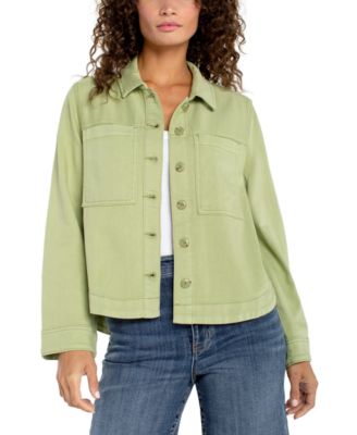 Petite Collared High-Low Denim Shacket