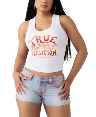 Women's Crystal Halter Rib Tank Top