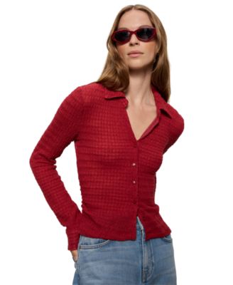 Women's Juno Textured Long-Sleeve Spread Collar Shirt