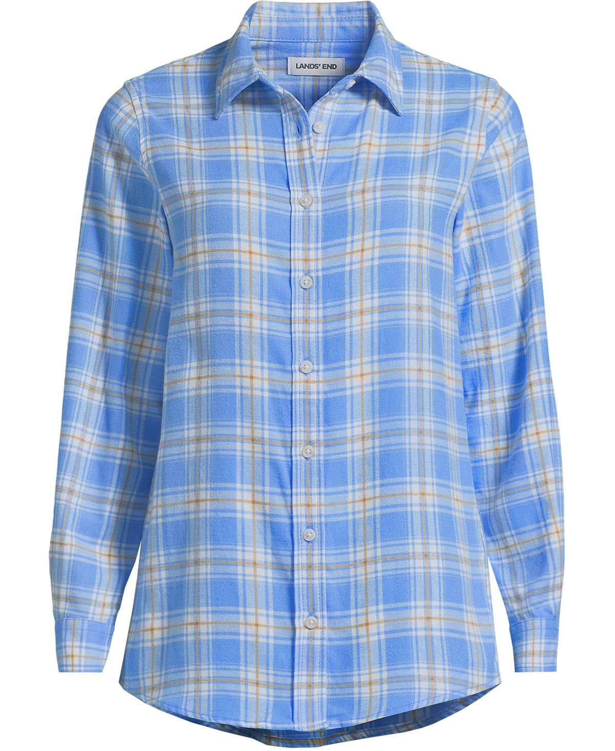 Lands' End Women's Flannel Boyfriend Long Sleeve Shirt