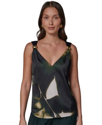 Women's Printed V-Neck Sleeveless Top