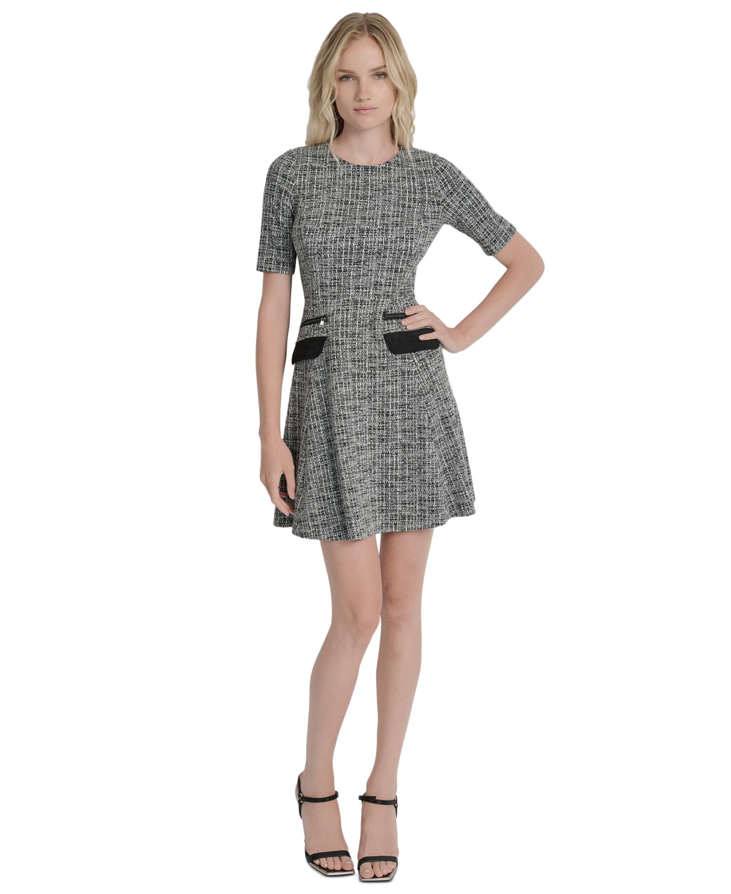 Women's Short-Sleeve Fit & Flare Dress