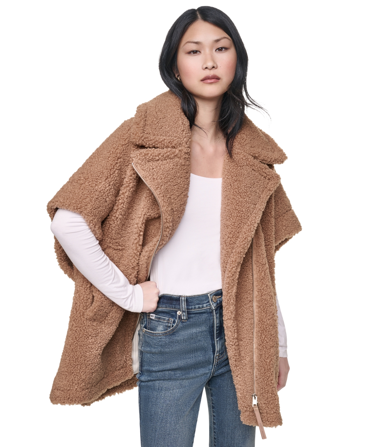 Dkny Jeans Women's Asymmetrical Zip Poncho Jacket