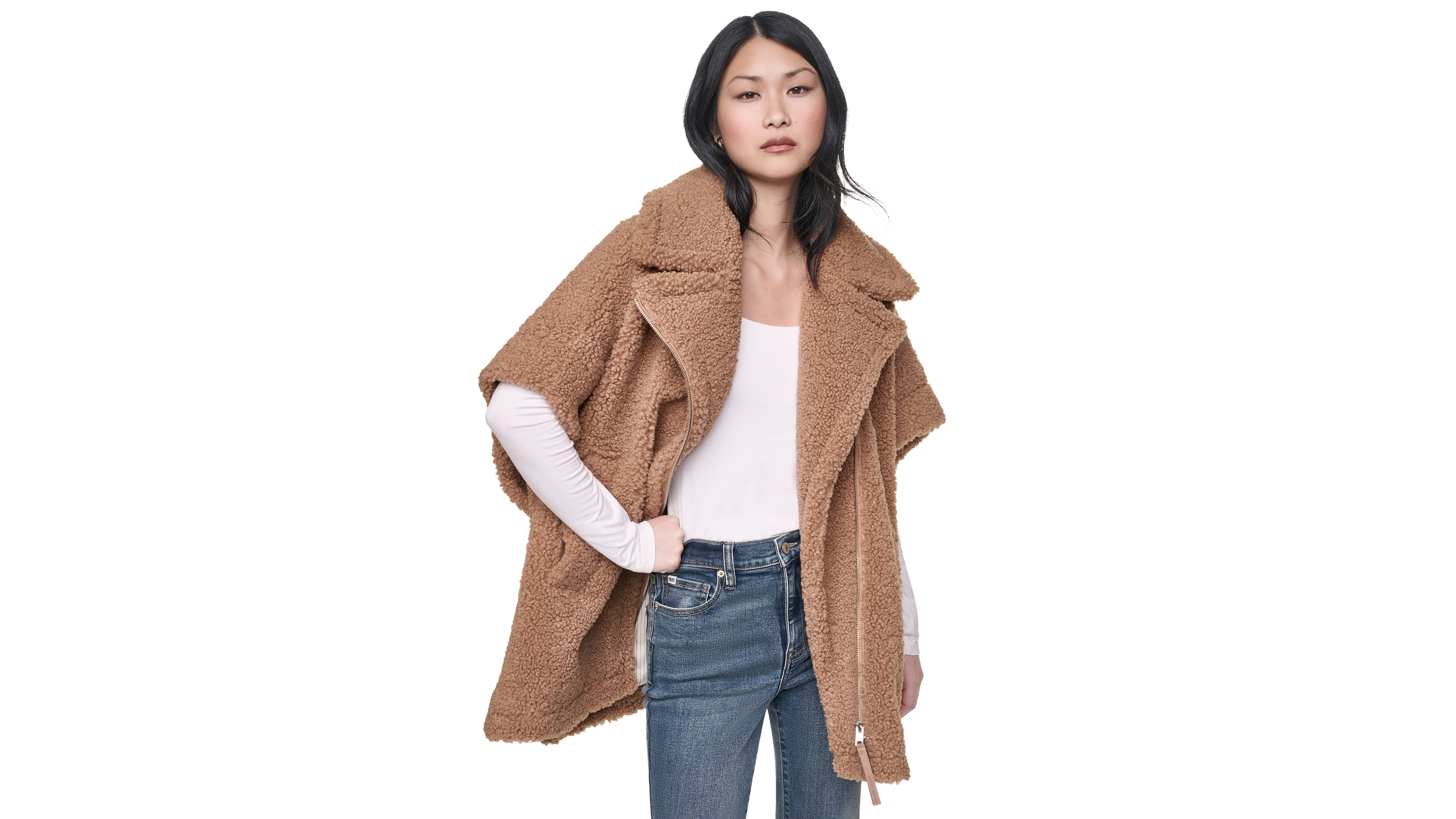 Dkny Jeans Women's Asymmetrical Zip Poncho Jacket