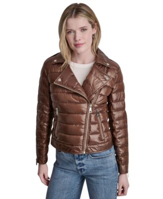 Women's Moto Style Lightweight Puffer Jacket