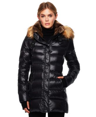 Women's Chelsea Faux-Fur-Trim Collar Hooded Puffer Coat