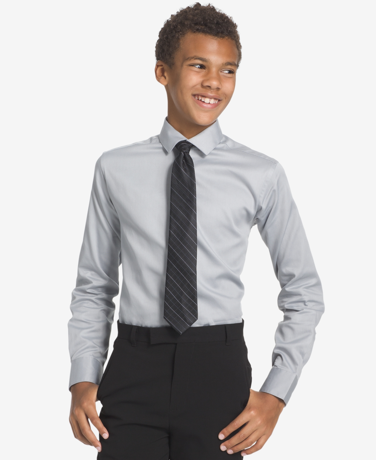 Calvin Klein Big Boys Etched Grid Zipper Necktie