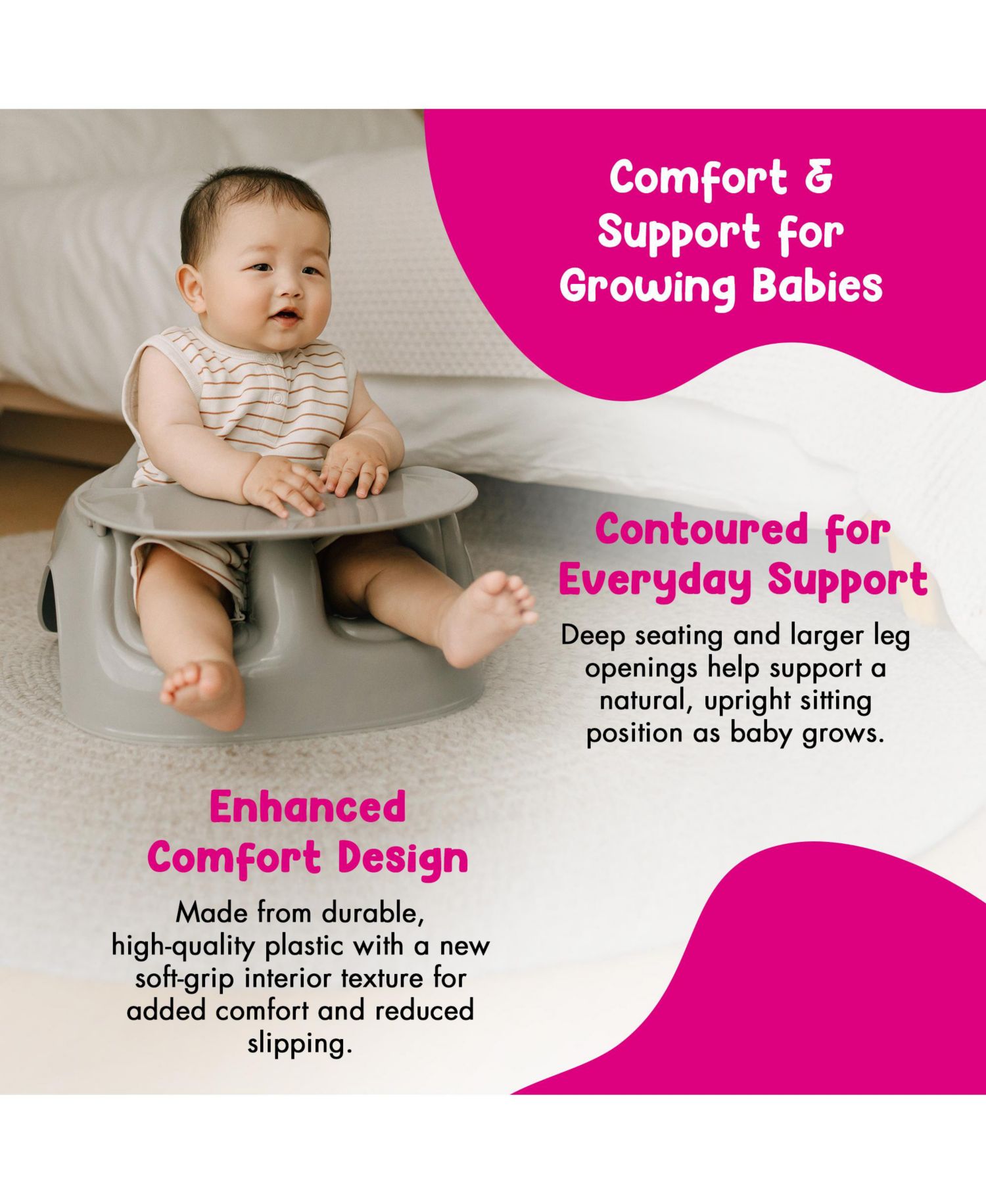 Ages 3-12 Months Floor Seat Lite Portable Baby Chair with Removable Tray