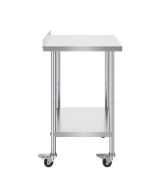 24 x 30 Inch Stainless Steel Work Table with Casters Backsplash and Adjustable Height