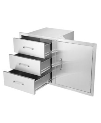 Outdoor Kitchen Access Door and Triple Drawer Combo 38.3 Inch Stainless Steel BBQ Island Unit