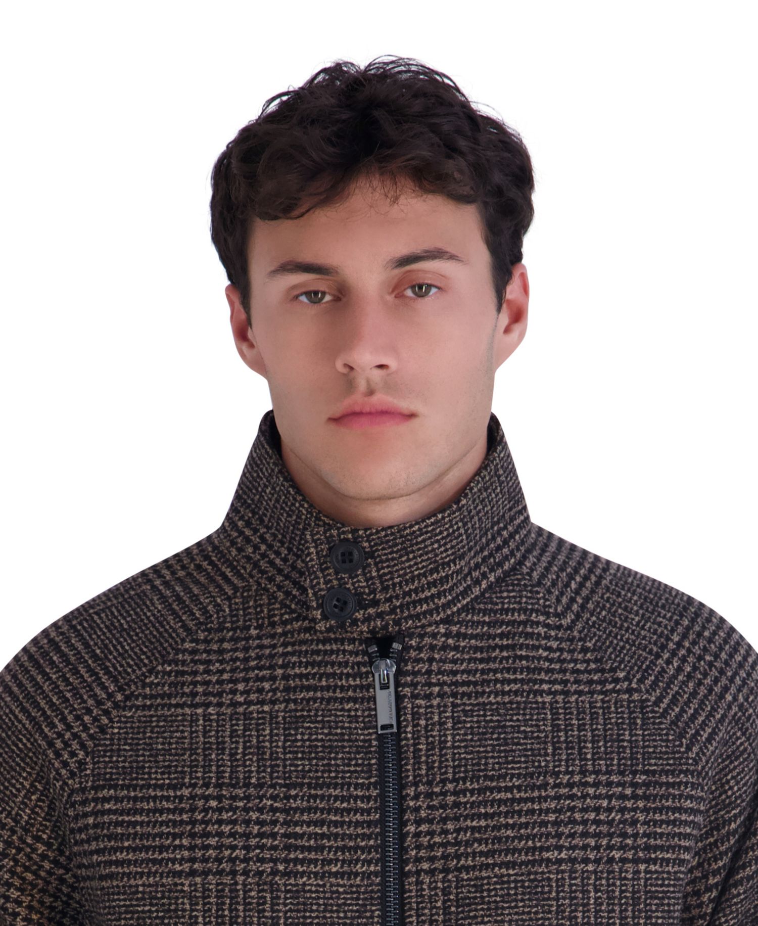 Men's Houndstooth Wool-Blend Bomber Modern-Fit Jacket