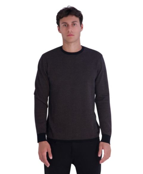 Мужской свитер KARL LAGERFELD PARIS Modern-Fit Unfinished-Hem, цвет: Чёрный / Коричневый