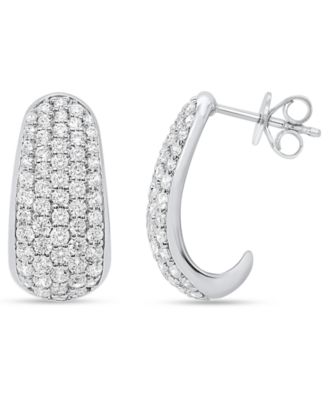 Lab-Grown Diamond J-Hoop Earrings (2 ct. t.w.) in Sterling Silver (Also in 14k Gold-Plated Sterling Silver)