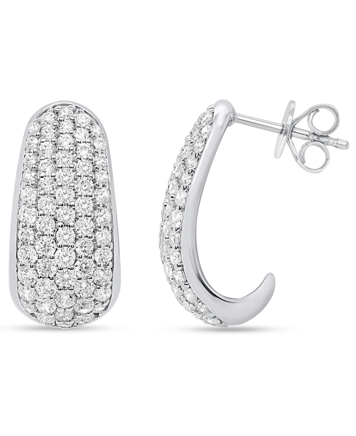 Forever Grown Diamonds Lab-Grown Diamond J-Hoop Earrings (2 ct. t.w.) in Sterling Silver (Also in 14k Gold-Plated Sterling Silver) - Sterling Silver