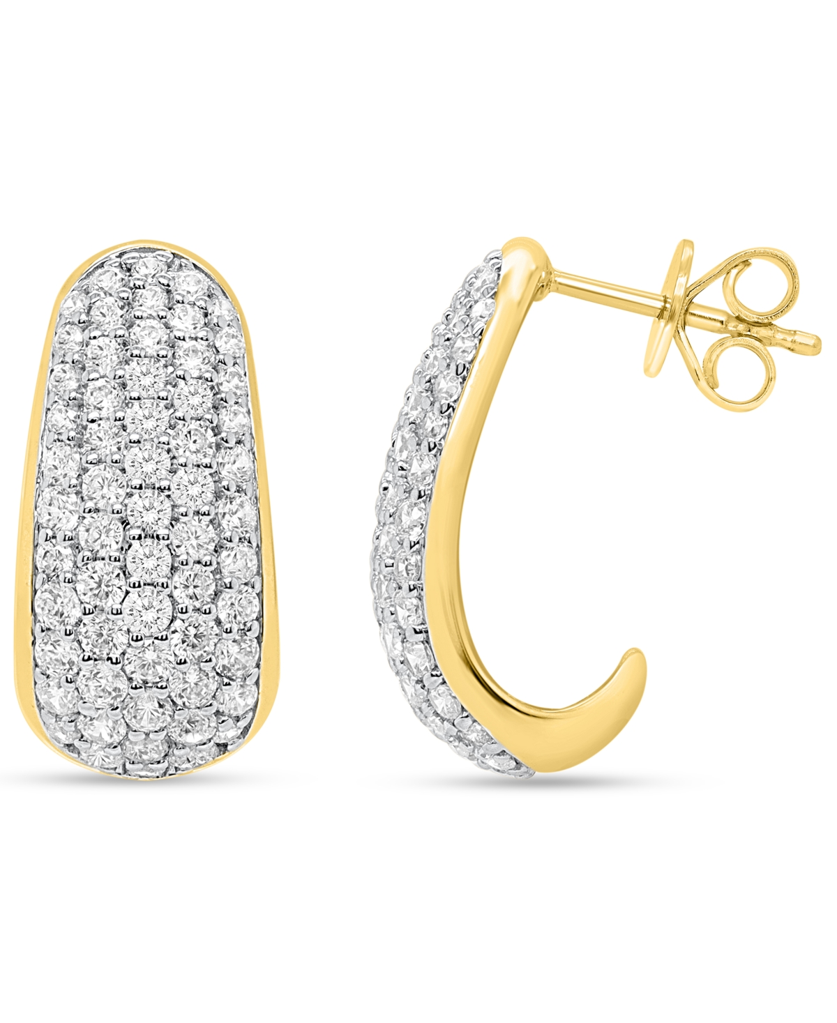 Forever Grown Diamonds Lab-Grown Diamond J-Hoop Earrings (2 ct. t.w.) in Sterling Silver (Also in 14k Gold-Plated Sterling Silver) - Gold-Plated Sterl