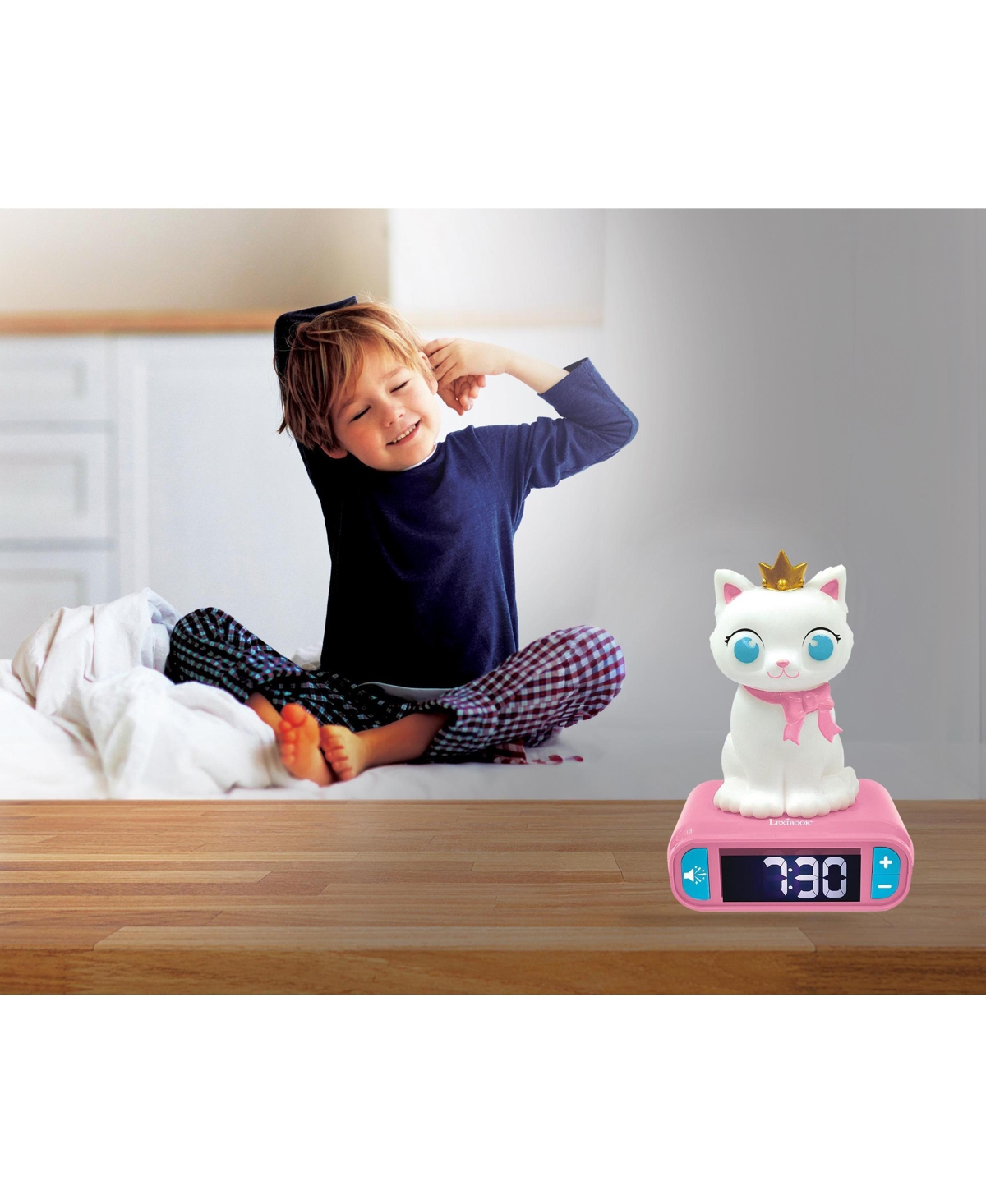 Lexibook, Kitten Digital Alarm Clock for kids with Night Light Snooze, Childrens Clock, Luminous Cat, RL800KT