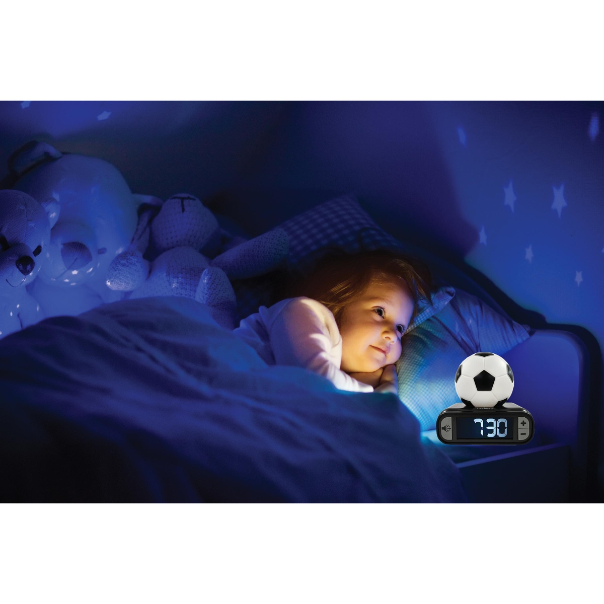 Lexibook , Soccer Ball Digital Alarm Clock with Night Light Snooze, Clock, Luminous Soccer Ball, RL800FO