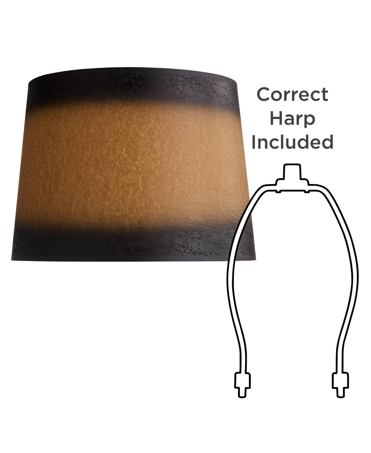 Springcrest Distressed Faux Paper Medium Lamp Shade 13" Top x 15" Bottom x 11" Slant (Spider) Replacement with Harp