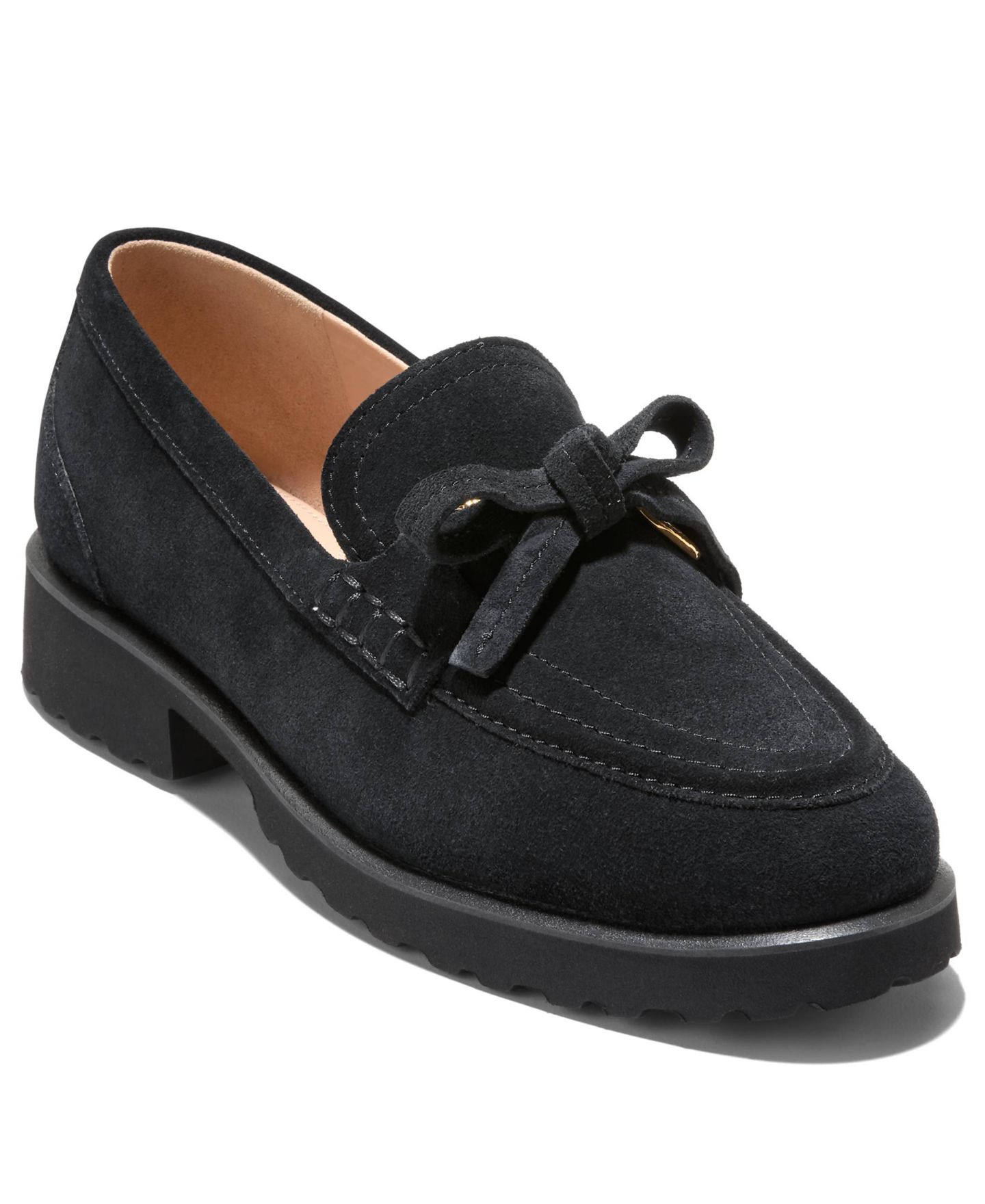 Женские туфли Cole Haan Gwendolyn Bow Slip-On, цвет: Чёрный замшевый — фото 1