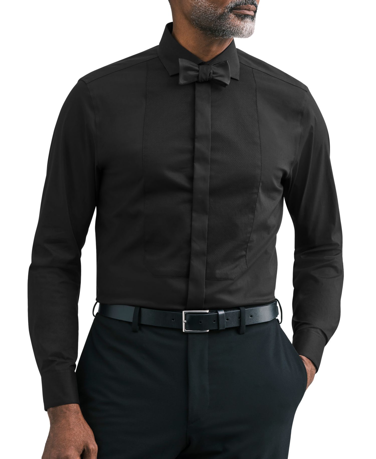 Men's Tailored Occasion Slim-Fit Stretch Pique Bib Dress Shirt