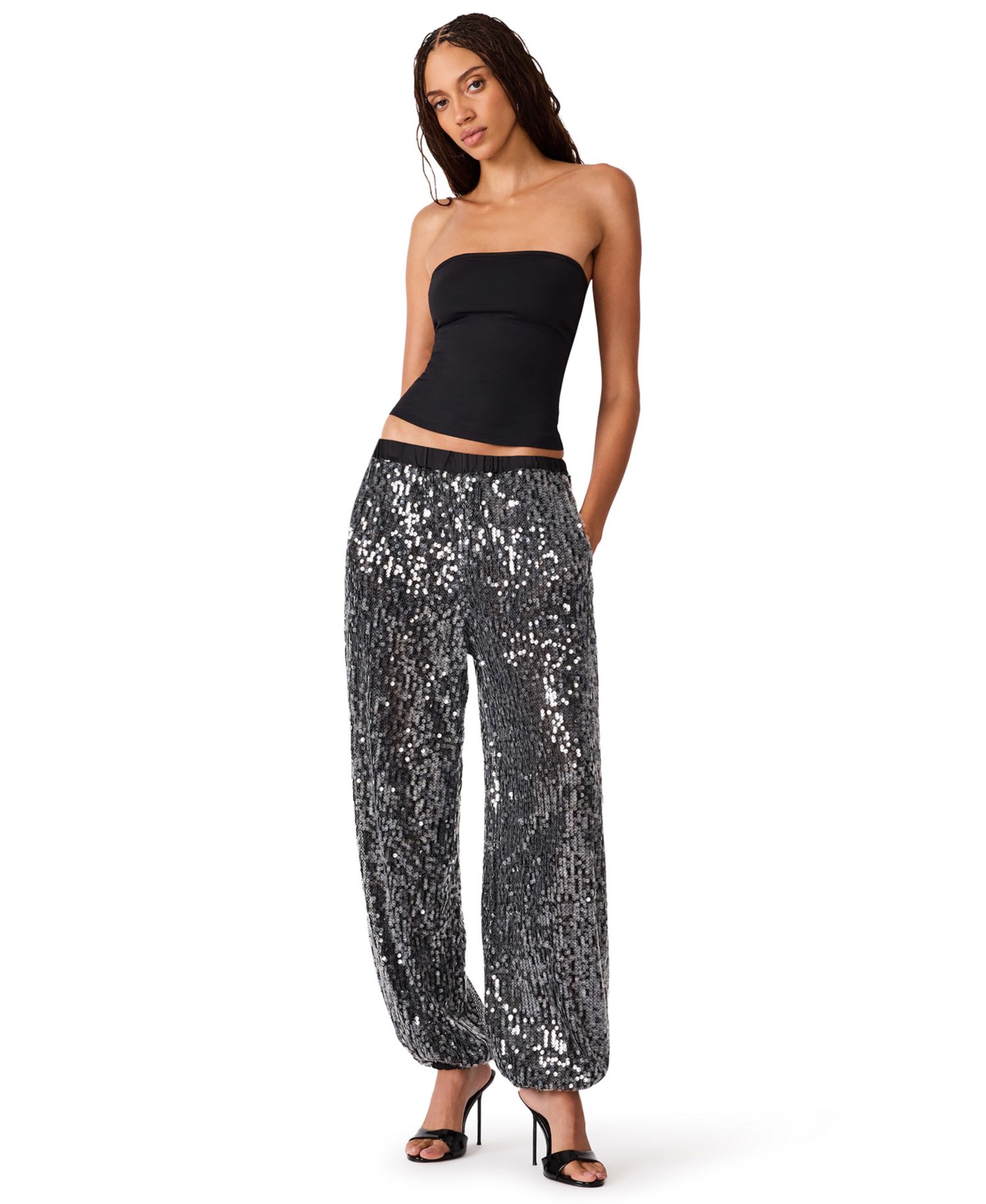 Women's Tiffanee High-Rise Sequined Balloon-Leg Jogger Pants