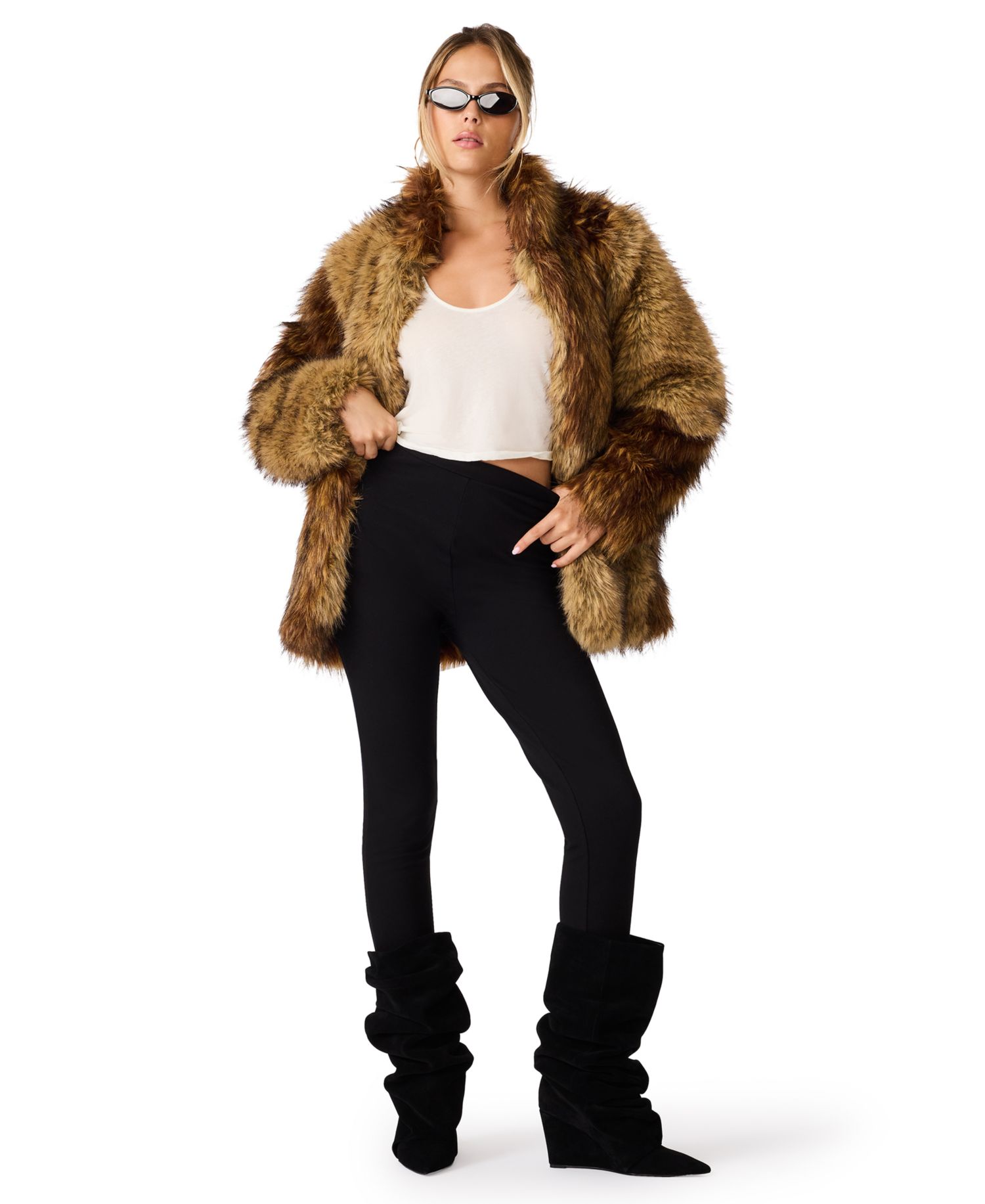 Women's Norie Faux Fur Colorblock Coat