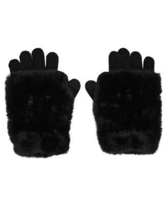 Faux-Fur-Cuff Cozy Knit Gloves