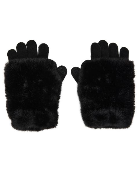 Женские перчатки Steve Madden Faux-Fur-Cuff Cozy Knit, цвет: Чёрный