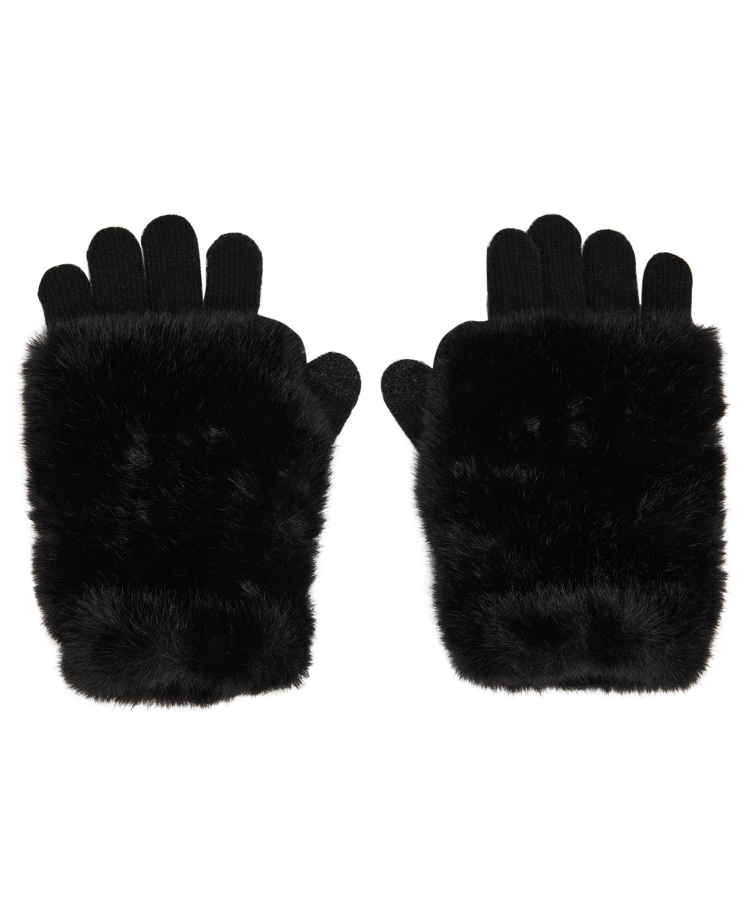 Faux-Fur-Cuff Cozy Knit Gloves