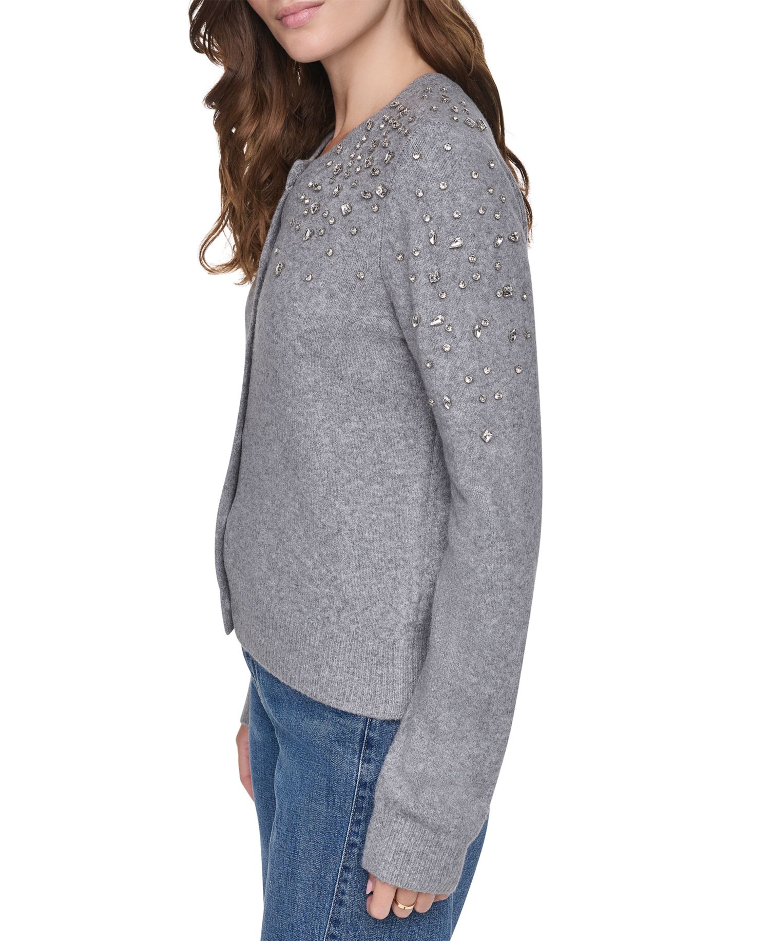 Women's Rhinestone Embellished Crewneck Cardigan