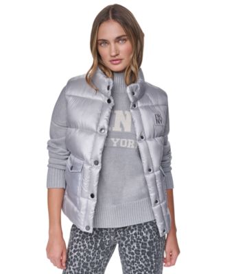 Women's Mock-Neck Puffer Vest with Logo Applique