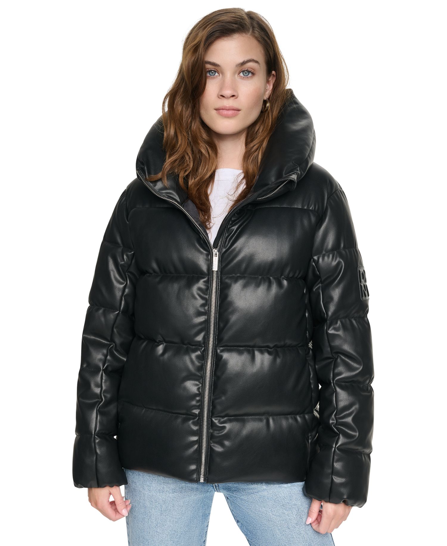 Women's Insulated Puffer Faux Leather Jacket